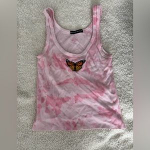 Upcycled Brandy Melville Butterfly Tank - Baby Pink - Unique